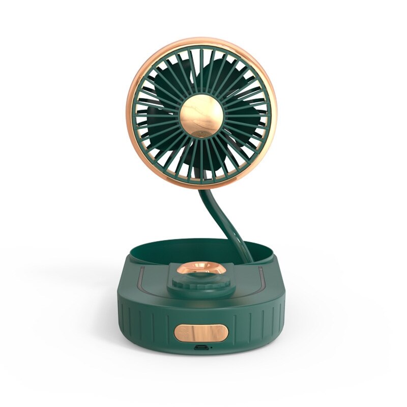 Spray Fan Humidifier Spray Fan Three-Speed Wind Adjustable Handheld Cooling Fan L41A: green and gold