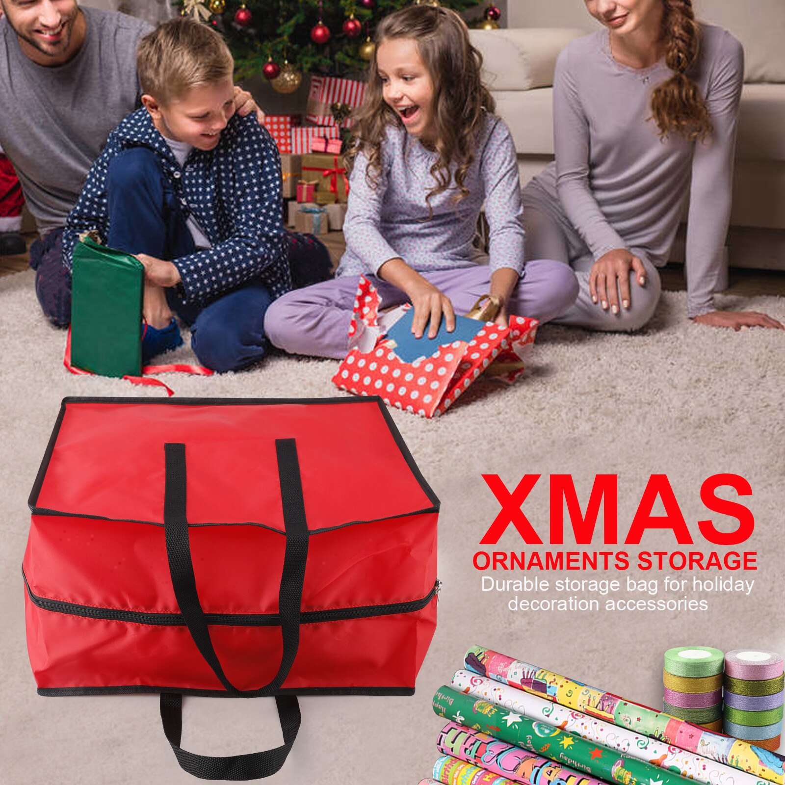 Christmas Light Storage Bag Organizer Storage Nylon Storage Bag Easy To Store Handle Easy To Use Nylon Material Lights Zip Sack