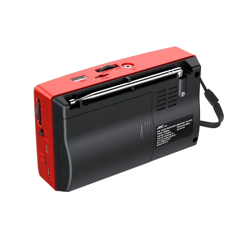 Bärbar fm/am/sw-radio med fullbandsmottagare, laddningsbar radio med 3.5mm jackar, tf/usb-musikspelare med lcd-skärm, led-ficklampa