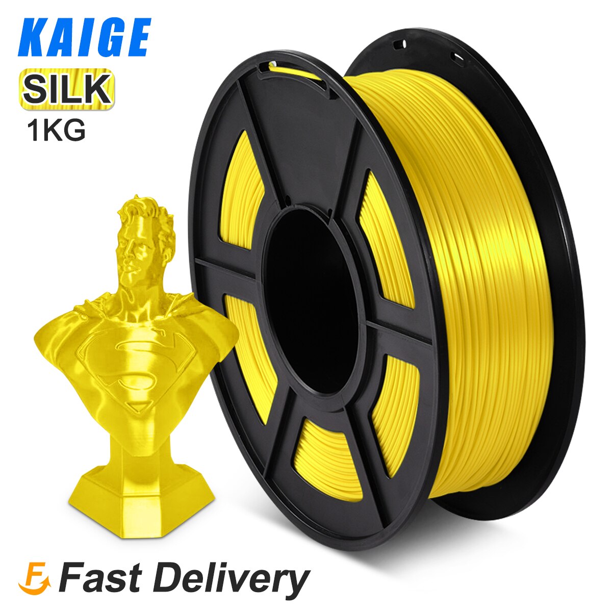 Filamento de seda PLA, 1KG, Efecto 1KG, para impresoras 3D, 1,75 MM, 2.2lbs, recargas de textura de seda blanca, Material Biodegradable: SILK-Yellow