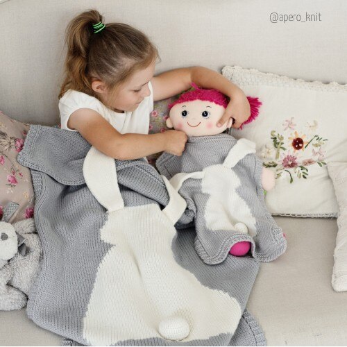Ins kanin øre tæppe tredimensionelt kanin tæppe børn strikket cover tæppe strandmåtte baby bedrift tæppe: 02
