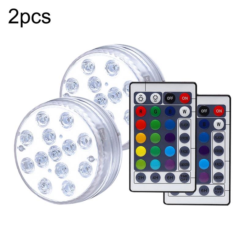1/2/4Pcs Submersible LED Lights IR Remote Control 13 LED RGB Underwater Spa Light Submersible Lamp For Vase Base Aquarium: 2pcs