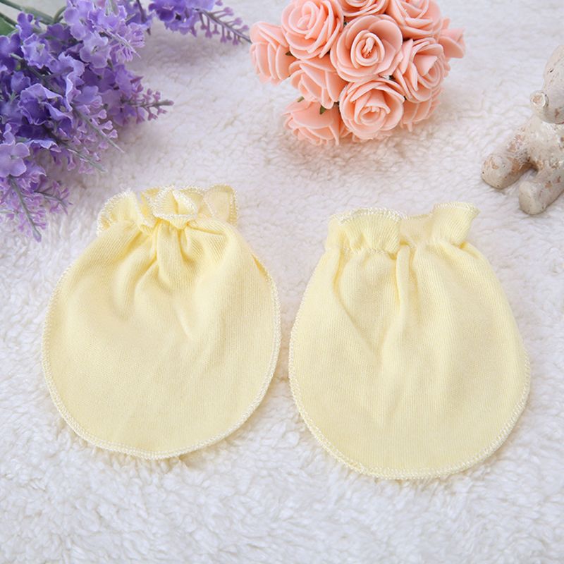 3 Pairs Unisex Baby No Scratch Mittens Anti Grabbing Hands Gloves Soft Cotton Comfortable Solid Colors Infant Face Protector