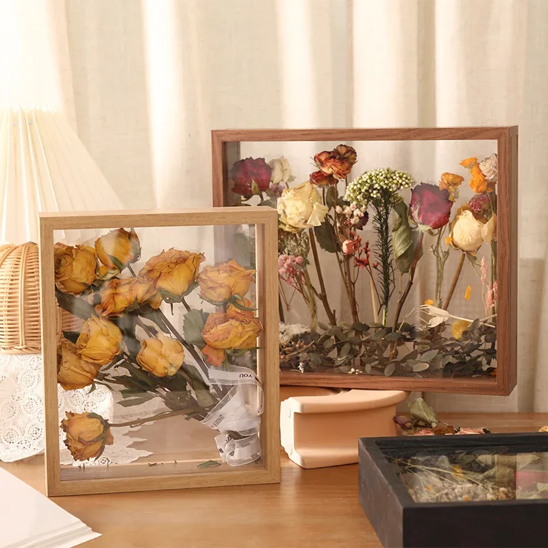 Marco de fotos de madera 3D, soporte para muestras de flores secas hecho a mano, marco de fotos de exhibición hecho a mano, decoración del hogar, profundidad de 3cm