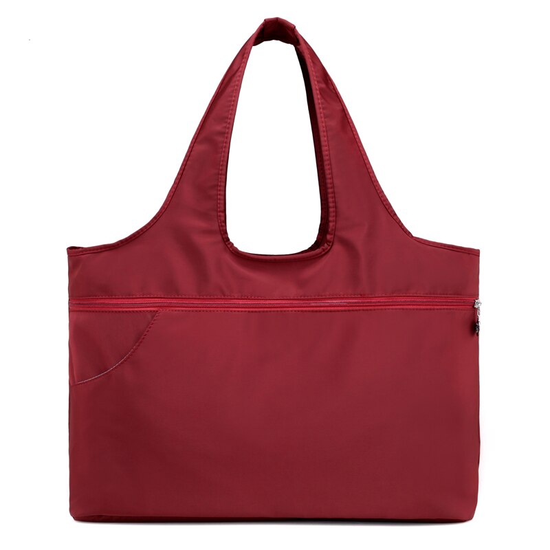Bolso de hombro de nailon brillante para mujer, bolsa de viaje resistente al agua, gran capacidad, para mamá, Asa superior: Wine red