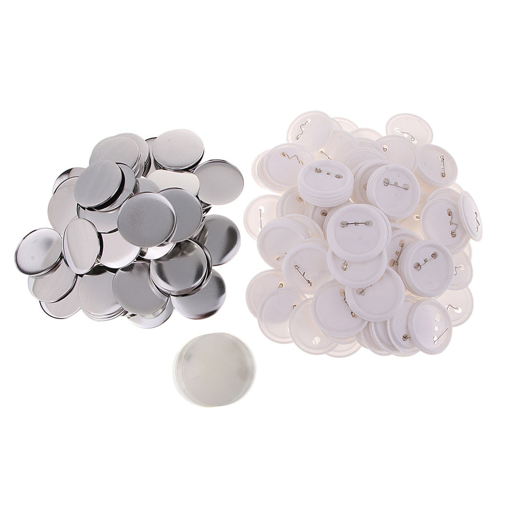 100 Stuks 58 Mm Button Onderdelen Button Maker Onderdelen Top/Bottom Cover Clip Pin Knop Onderdelen Voor Badge Maker machine Craft Maken Mold Kit