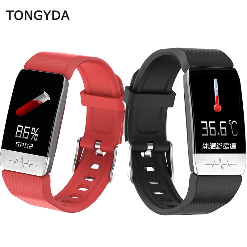 Tongyda Smart Band T1S Met Body Temperatuur Ecg + Ppg Fitness Tracker Bloeddruk Bluetooth Smart Armband Horloge Voor Telefoon