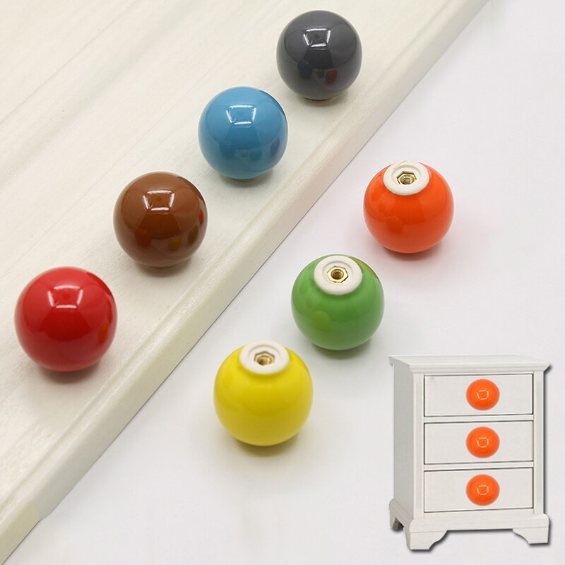 Kast Knoppen Keramische Kastdeur Pull Candy Kleur Kast Kledingkast Lade Bal Ronde Single-Gat Pull Hand Lade Handvat