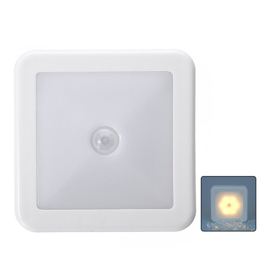Cabinet Battery Powered Night Light Auto On Off Square Stair PIR Motion Sensor Led Wireless Smart Lamp Bedroom