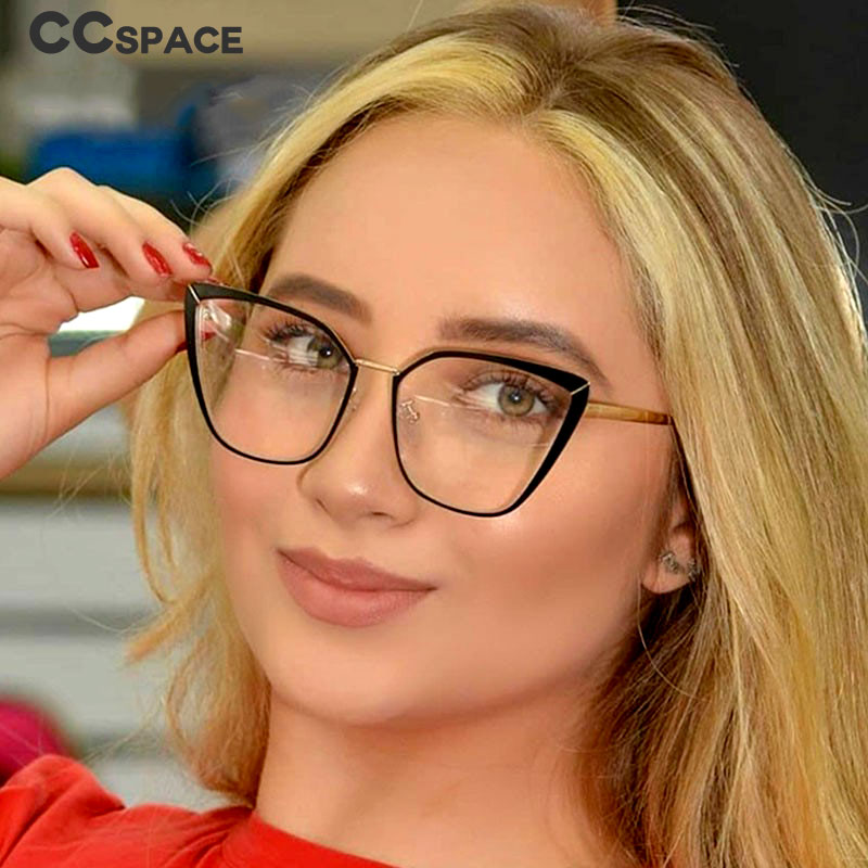 48104 Cat Eye Retro Ultralight Metalen Brilmonturen Mannen Vrouwen Optische Mode Computer Bril