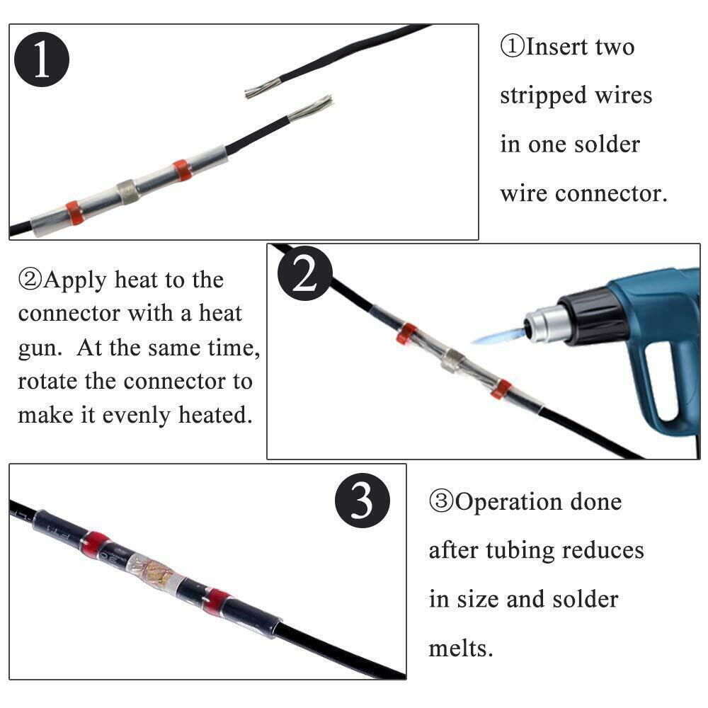 50x 4 storlekar värmekrympning lödhylsa skarvkontakt lim foder vattentät