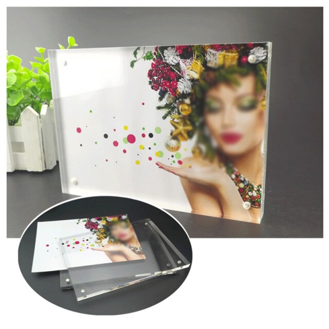 Dual-Faced Clear Acrylic Photo Holder Frame Desk Picture Place Right Angle Acrylic Photo Frame Display Pendant Home Decoration: 7 5 10 5cm