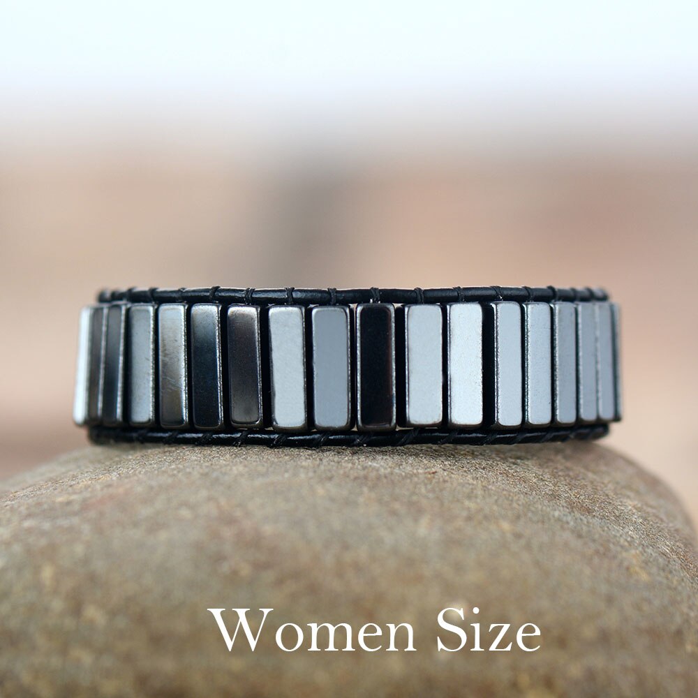 Rock Punk Bracelets Black Men Leather Wrap Bracelet Women Couples Bracelet Bestfriend: Square Women Size