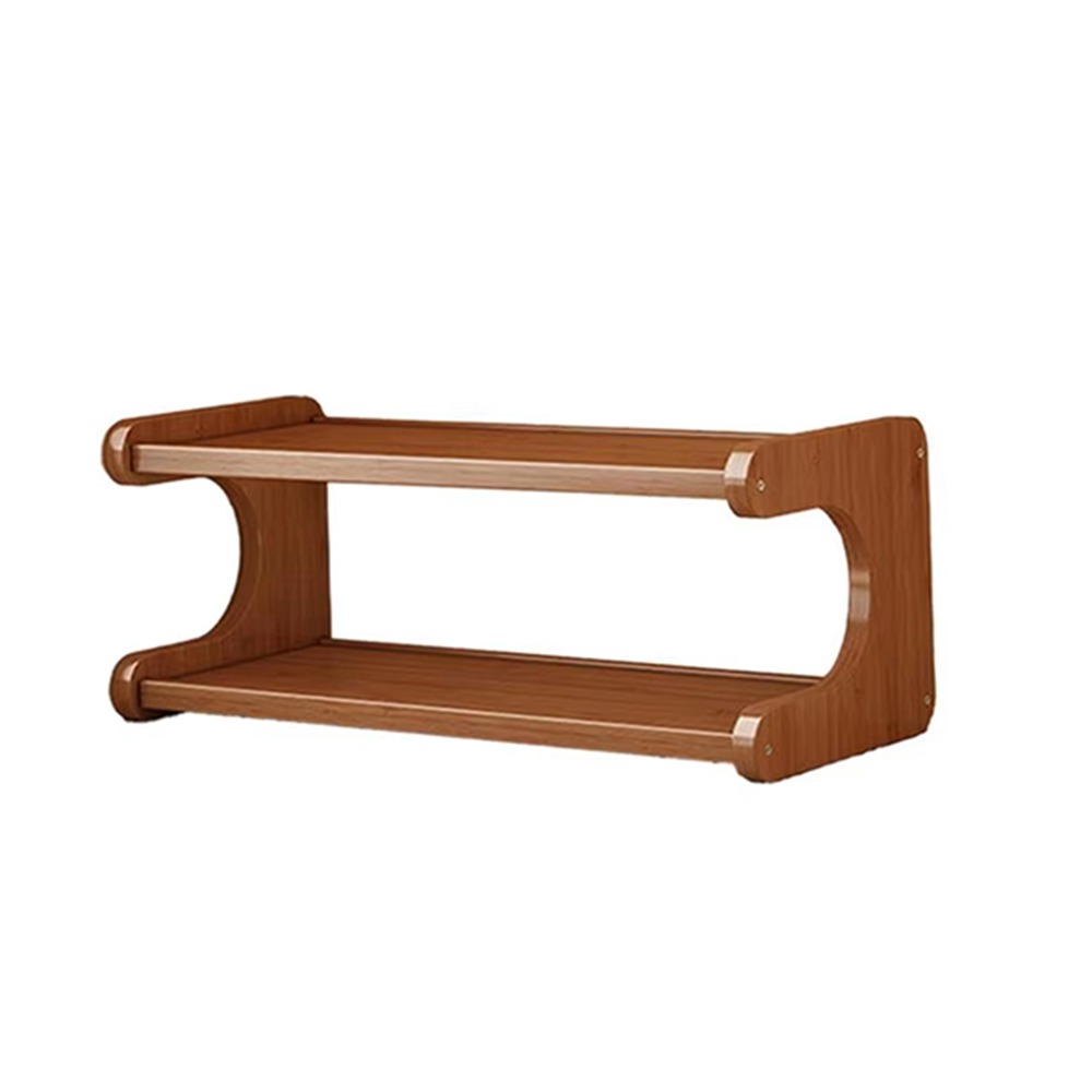 2/3 Tiers Desktop Storage Rack Space-saving Easy-to-assemble Wood Tabletop Stand Compact Multi-functional Desk Bookshelf: black