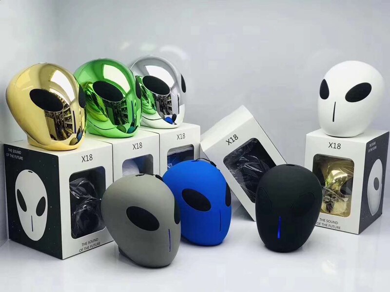 Laiyiqi Alien ET UFO pequeña cabeza inalámbrica Bluetooth altavoz calavera portátil correa de cordón BT de Navidad altavoz bocinas mp3