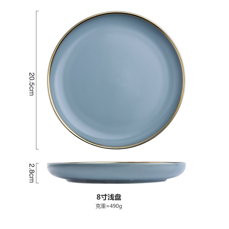 Europese Stijl Plaat Keramische Schotel Dinnerdinnerware Set Saus Rijst Kommen Soep Noedels Plaat Steak Westerse Voedsel Servies WF702214: 06