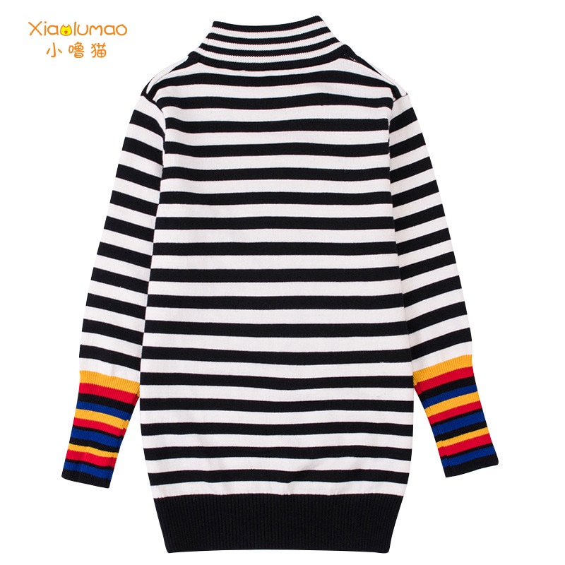 Meisjes coltrui jurk kinderen gestreepte trui jurken regenboog trui jurk voor 5-8t meisjes kinderen warme kleding met lange mouwen
