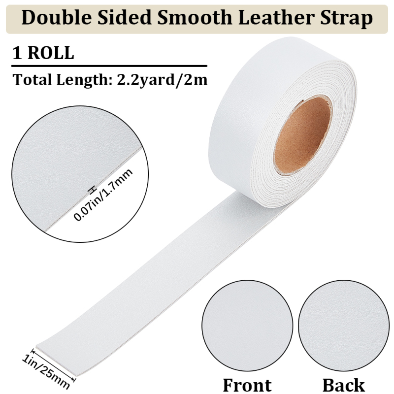 1 rollo de correa de cuero de doble cara negra de 25mm x 2m, tiras de cuero con patrón de lichi, cordón de cuero plano de imitación de 1,7mm de espesor: Zinc envejecido