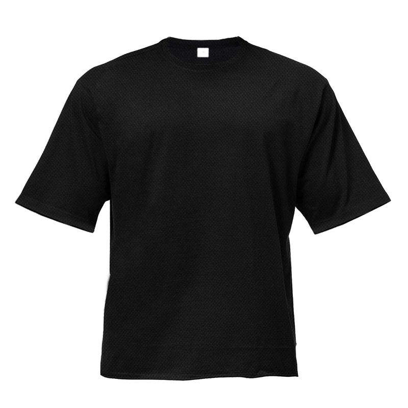 Oversized T shirt Men Shoulders Gym Bodybuilding Fitness Loose Hip-Hop T-shirt Quick Dry Mesh Streetwear Sports Tshirt: black / XXL