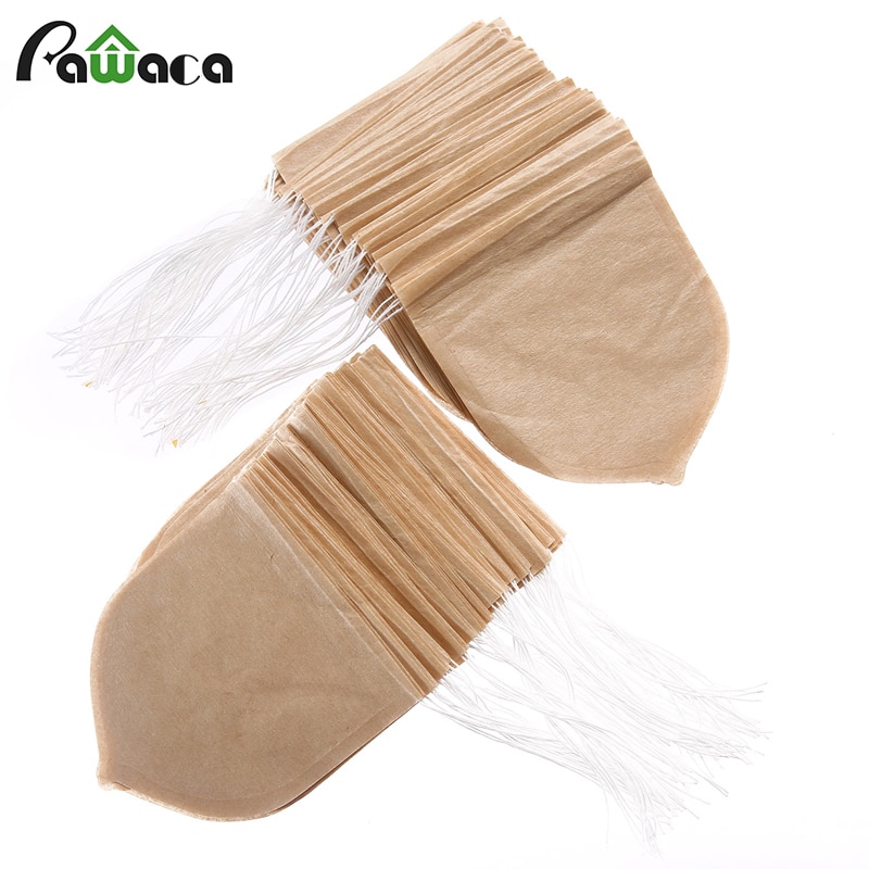 100 stk/parti form tepose filter infuser si papirposer varmeforseglet teposer med snor tepose til urte løsblade te