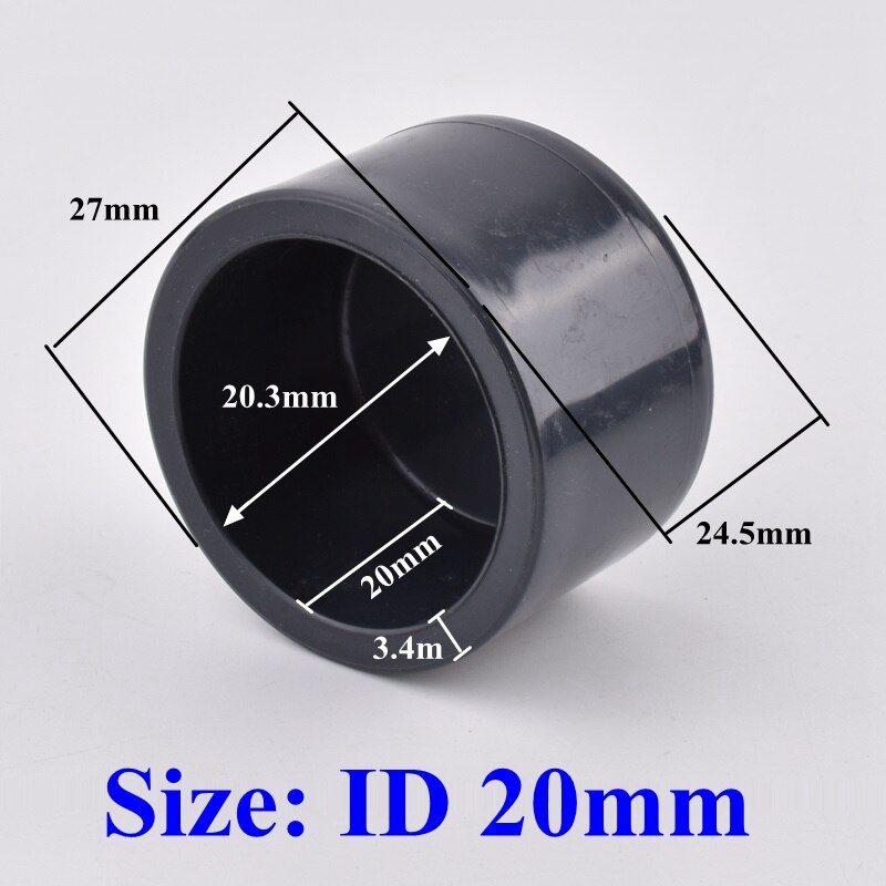 1 Piece ID.20~160mm UPVC End Cap Dark Gray Aquarium Tank Water Pipe Connector PVC Plug Watering Irrigation PVC Socket Tube Joint: Inner Dia 20mm