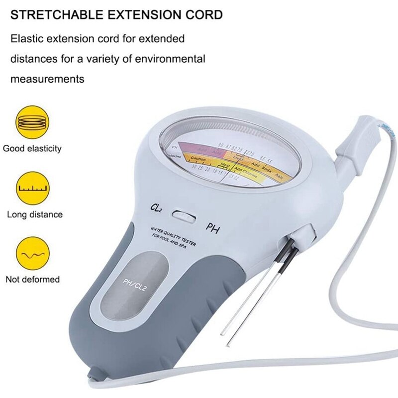 Draagbare 2In 1 Water Ph CL2 Chloor Tester Level Meter Voor Zwembad Spa Tubs