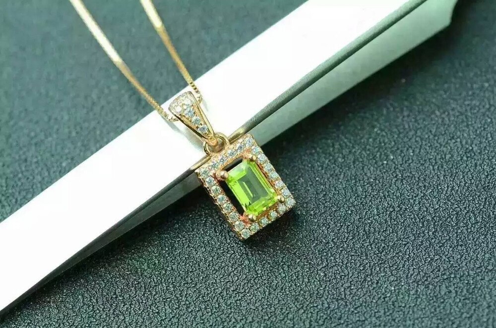 Fedeltà naturale peridot 925 sterlina d'argento Ciondolo anello Squisito impostato di gioielli naturale di limone Felice pietra preziosa bene gioielleria donne