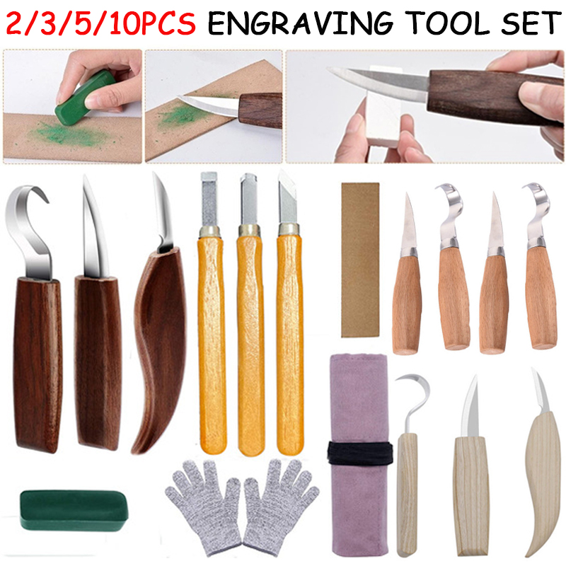 2/3/5/10pcs Chisel Woodworking Knives Hand Tool Set Wood Carving Knife DIY Peeling Wood Carving Carving Spoon Carving Knife