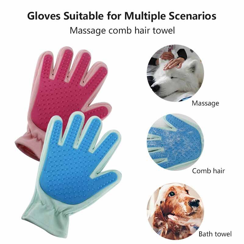 Chien Animal de compagnie toilettage gant Silicone chats brosse peigne desheding cheveux gants chiens bain nettoyage fournitures animaux peignes nettoyage pour animaux de compagnie