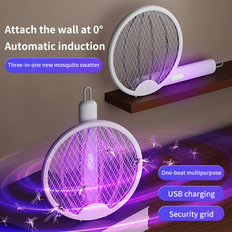 4 In 1 Electric Mosquito Racket Foldable USB Rechargeable UV Mosquito Lamp Light Wave Mosquito Lure Electric Insect Killer