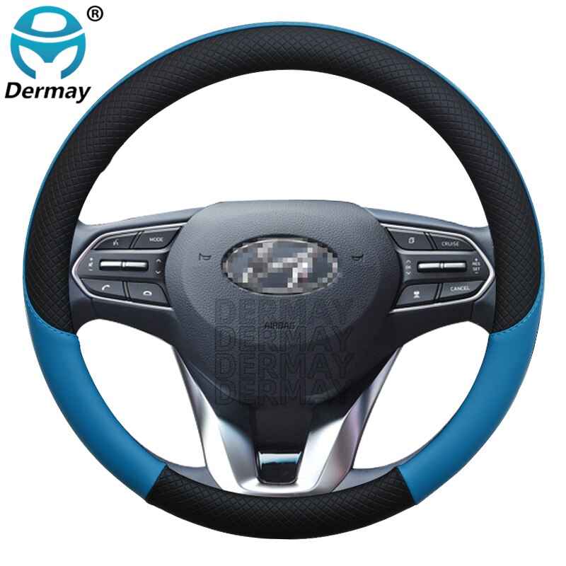 Voor Hyundai Palissade Auto Stuurhoes Lederen Anti-Slip 100% Dermay Auto Accessoires: Blauw
