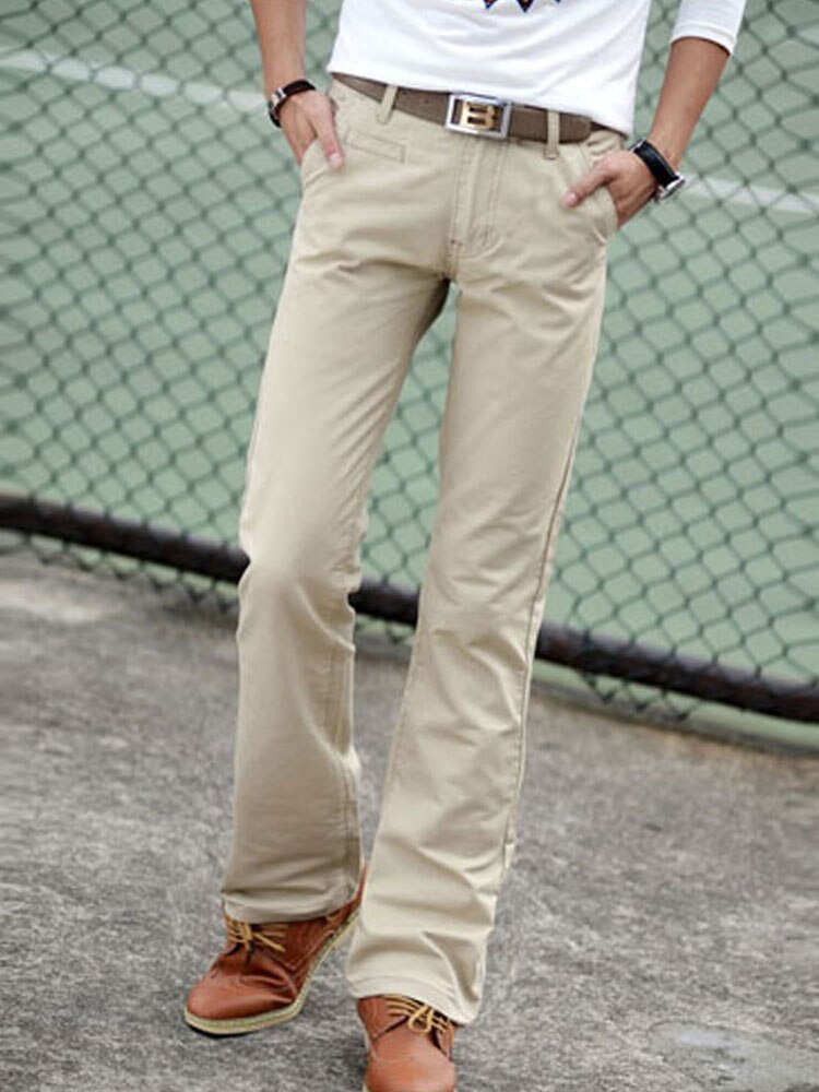 Herren Geschäft lässig Schlank Klassische Bootcut Ausgestelltes Für Männer Stiefel schneiden Flareelastic Kraft Hosen Komfortable Blau khaki Lange Hosen