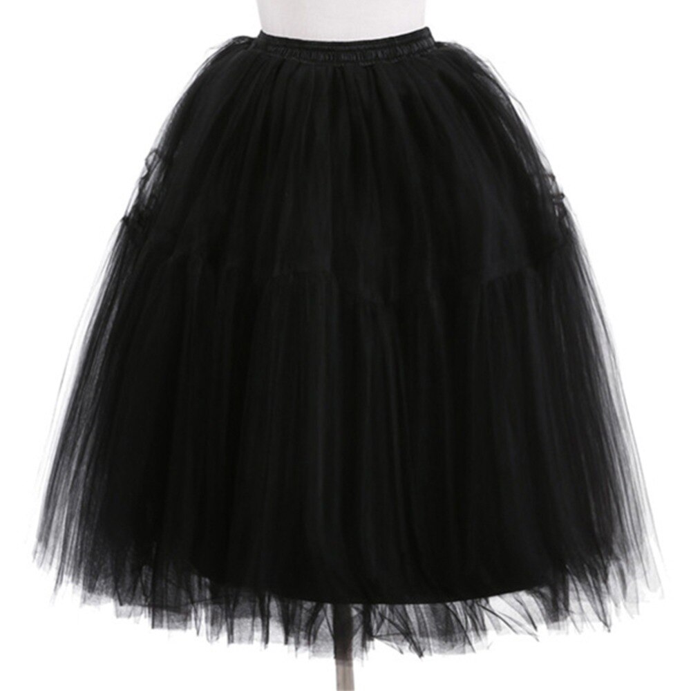 Korte Petticoat Tule Rokken Vrouwen Elastische Stretch Lagen Zomer Volwassen Tutu Rok Onderrok Rockabilly: Black
