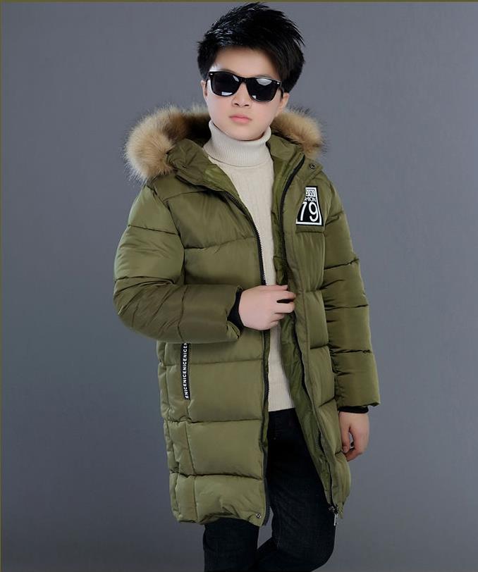 Jakke til dreng efterår vinterfrakke børn varm tyk bomuld børn overtøj teenage drenge tøj varme parkaer overall: Militærgrøn / 10