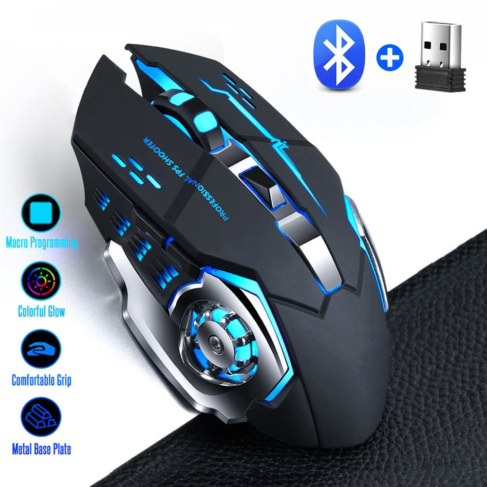 2.4G USB Draadloze Bluetooth Muis Ergonomische Stille Kantoor Muizen Oplaadbare E-Sport Backlight Muis Voor Computer Laptop Macbook