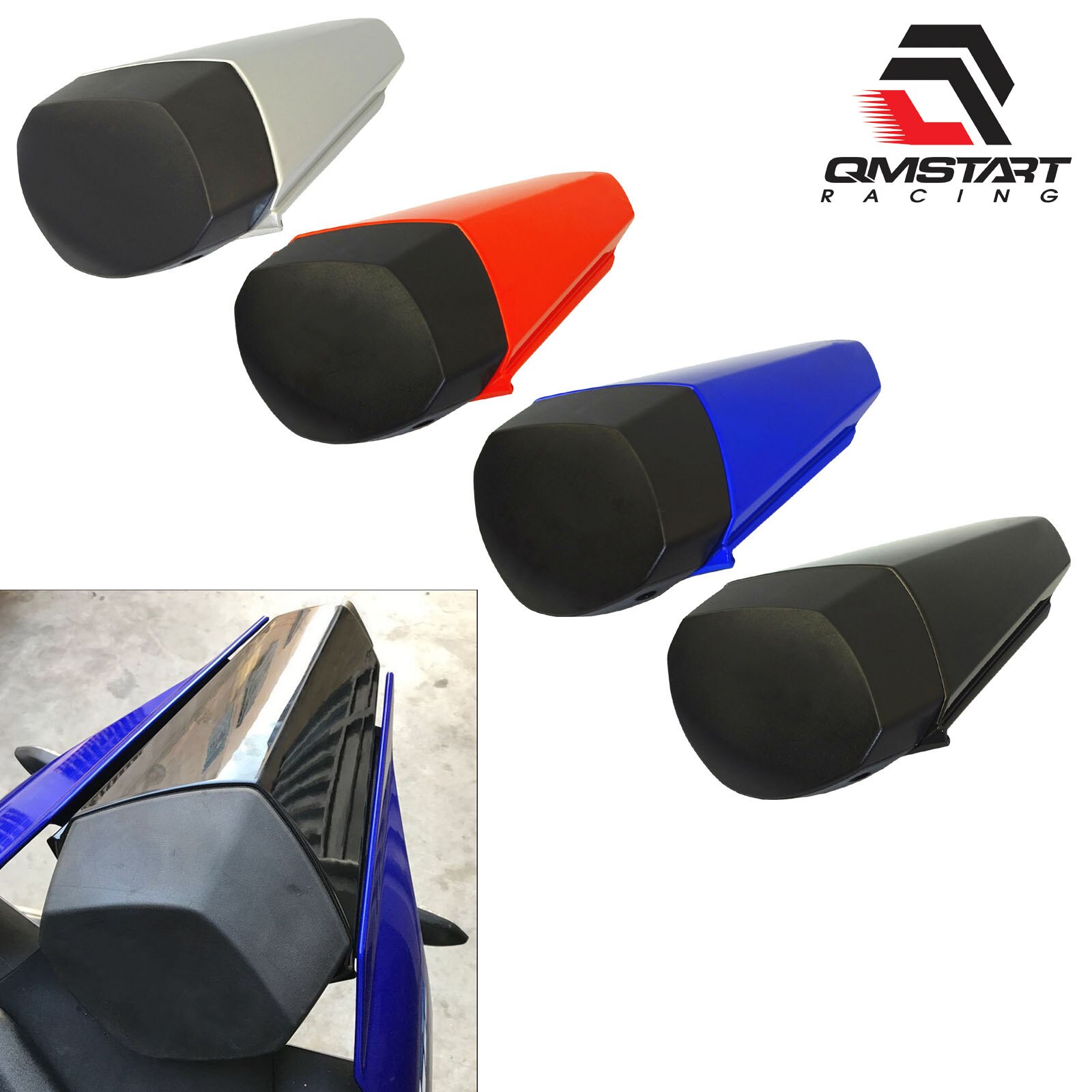 QMSTART Racing Passenger Pillion Rear Seat Cover Solo Cowl For YAMAHA YZF-R1 R1 M/S R1M R1S