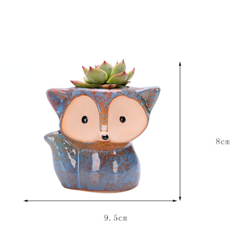 Ceramic Fox Plant Pot Micro Cute Mini Potted Succulents Small Flower Pots Bonsai Cartoon Planter Home Flower Pots Decorative