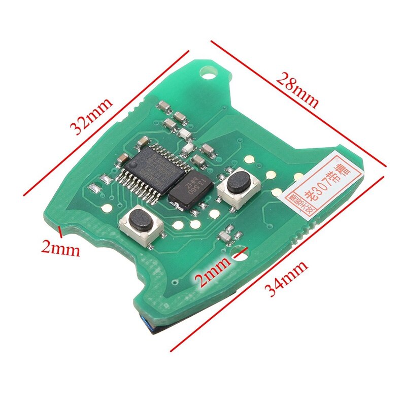 Placa de circuito de control remoto con 2 botones de 43Hz para Peugeot 307 / Citroen 73373067C