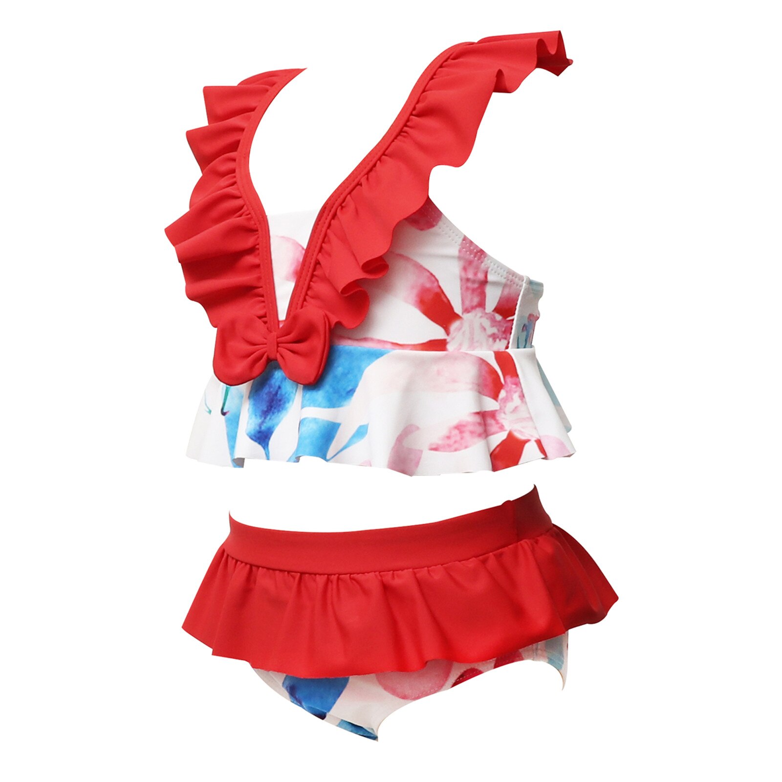 Kleinkind Baby freundlicher Mädchen Bikini Rüschen Drucken Zwei Stück Badeanzug Badeanzug Strand Bademode Schwimmen Sommer Mädchen Beachwear