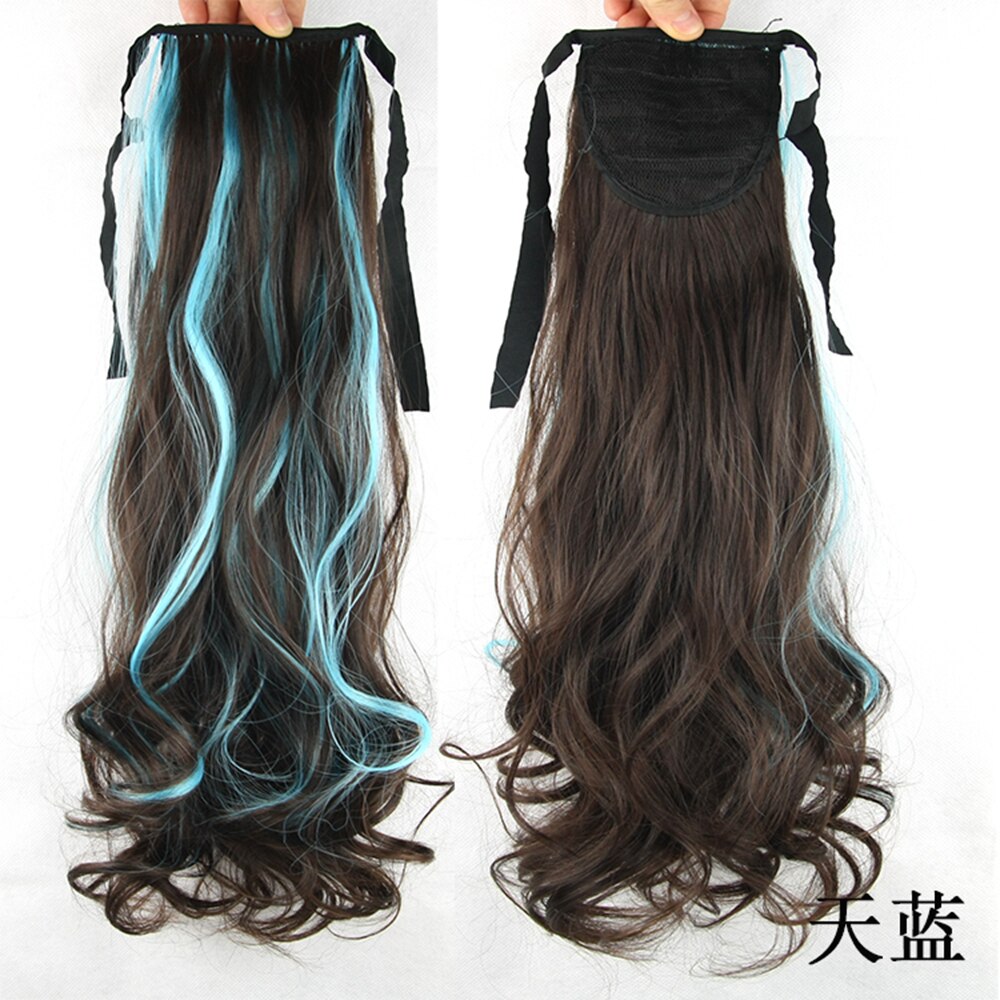 Soowee-coleta de pelo de fibra de alta temperatura, 8 colores, coleta de pelo sintético, Coleta, extensión de cabello con Clip en Rosa y Rojo: T4/27/30