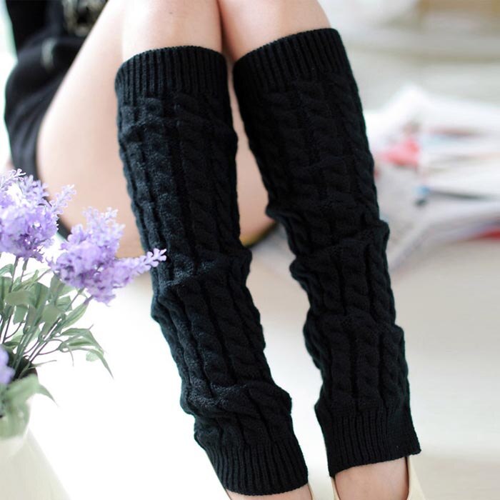 Leg Warmers Winter Women Warm Knit Solid Leg Warmers Knee High Crochet Socks Boot Cuffs Beenwarmers Гетры Женские: D