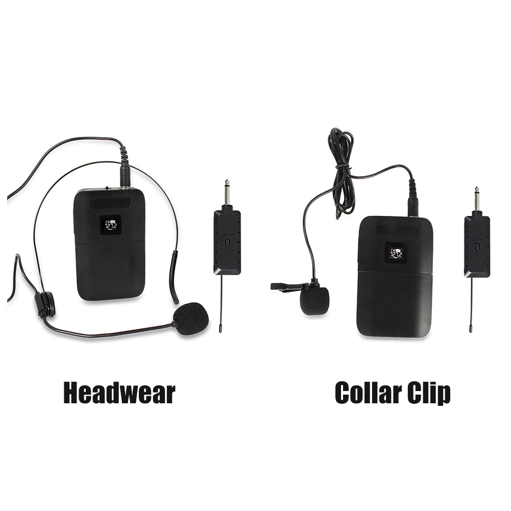 Wireless Microphone LED Screen HD Sound Universal Stable Signal Transmitter Receiver Public Speaking Headset Collar Clip Show