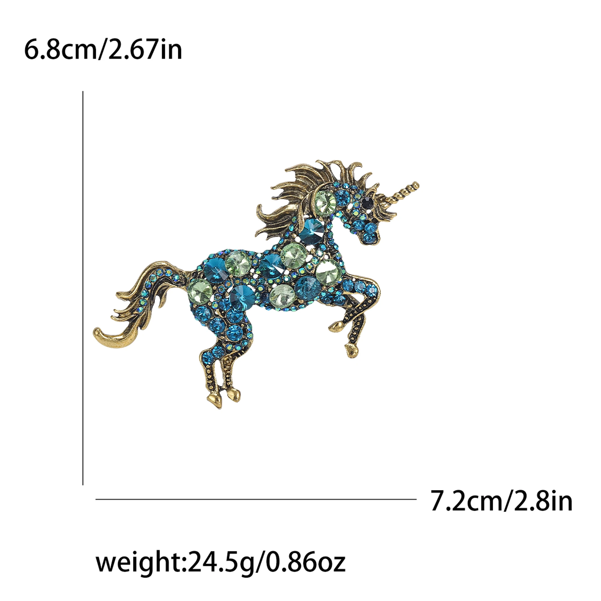 Strass-Einhorn-Broschen für Damen, unisex, Pferdeadeln, Büro, Party, Freund, , Schmuckzubehör: Platiniert