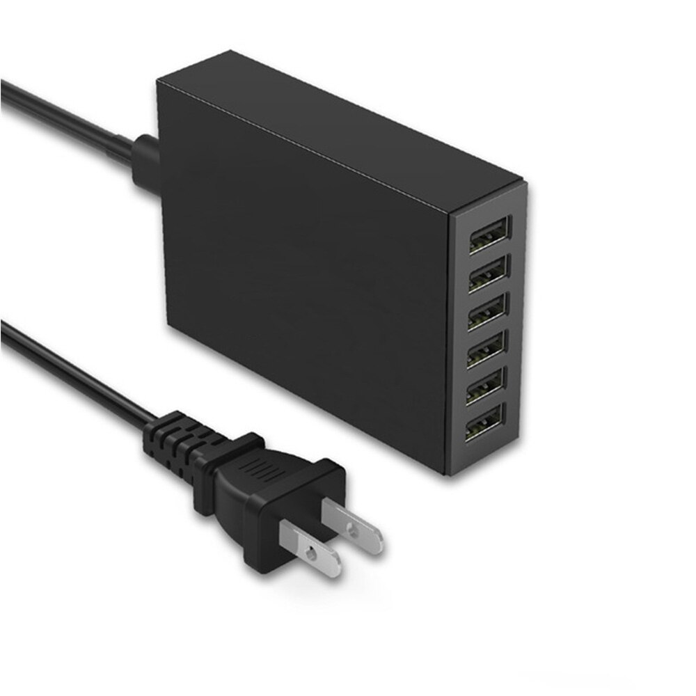 ILEPO-cargador de pared Universal para teléfono móvil, dispositivo de carga rápida con 6 puertos USB, HUB Multi USB QC 3,0, 60W, para iPhone 12: Black / US plug