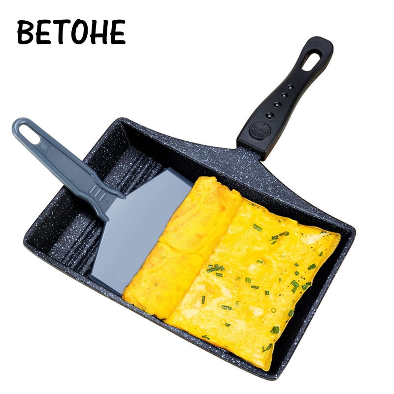 Betohe Japanse Tamagoyaki Platte Bodem Non-stick Stoofvlees Dikke Ei Omelet Pan Koekenpan Omelet Apparaat