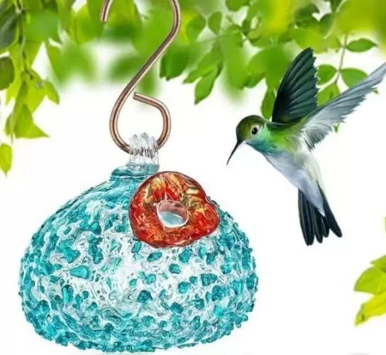 Comedero para pájaros, decoraciones para jardín, comedero para pájaros para jardín, molibrí al aire libre, comedero para pájaros salvajes: Azul