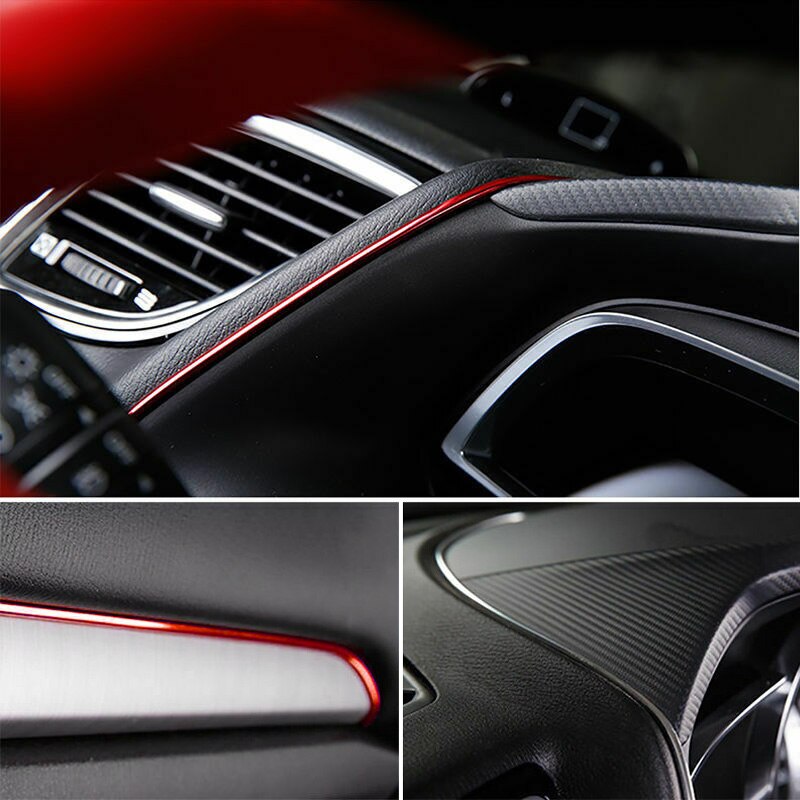 5M, estilo de coche rojo Flexible, moldura Interior, tira de decoración, rellenador de huecos