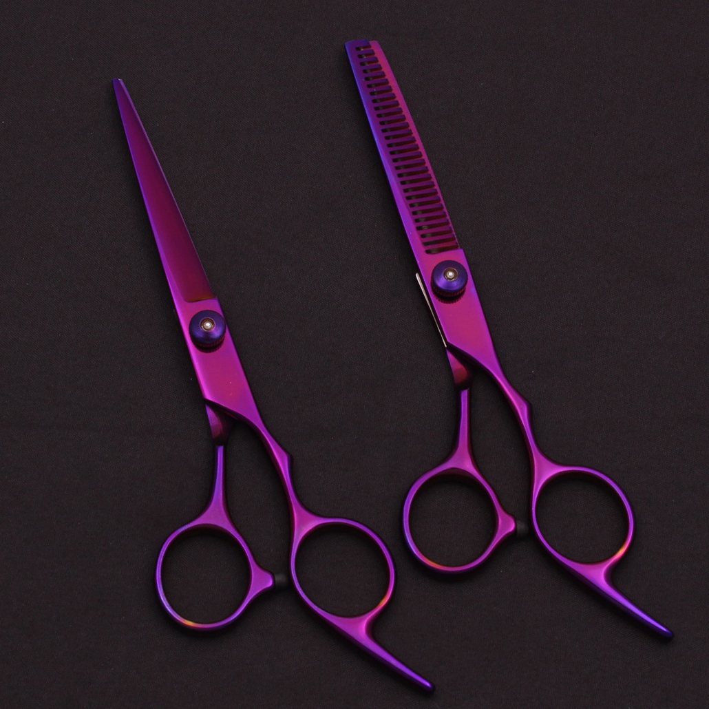 6.0 ''Haar Schaar Roestvrij Knippen Schaar Dunner Kappers Kapsel Kam Scheermessen Set Salon Kapper & Thuis C1001: Blauw