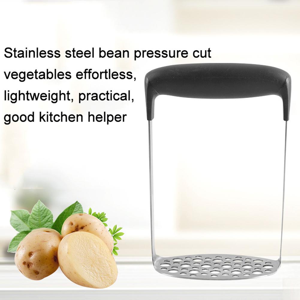 Handheld Rvs Aardappelstamper Ergonomische Aardappel Fruit Blokken Stamper Drukken Bean Crusher Smasher Maischen Aardappel Gad