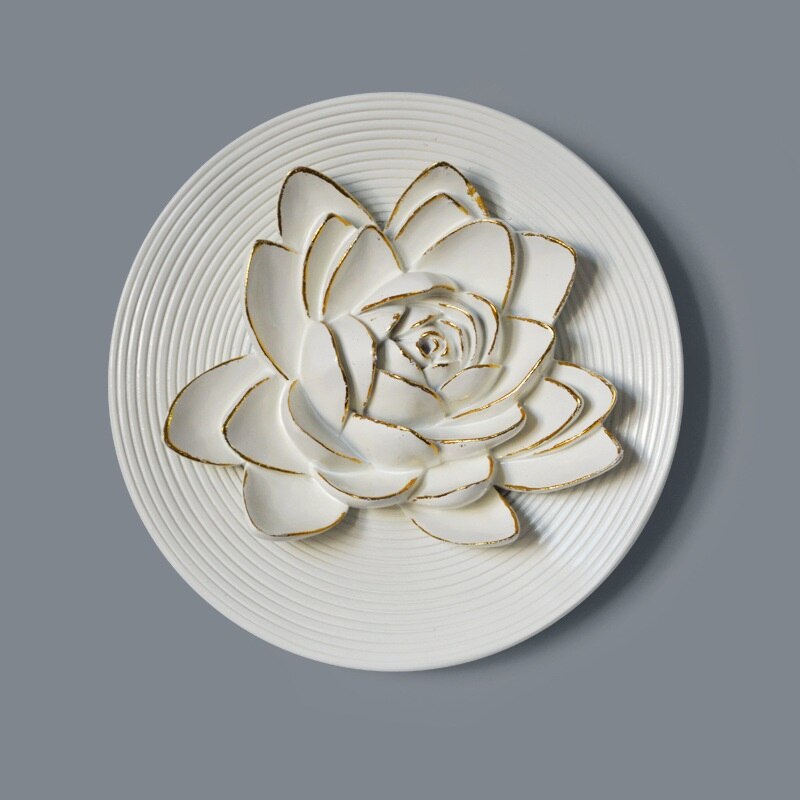 8 Inch Resin Flower Decorative Board Wall Panel Wall Decoration For Home Decoration Three-dimensional European hotel club hall a: Lotus A